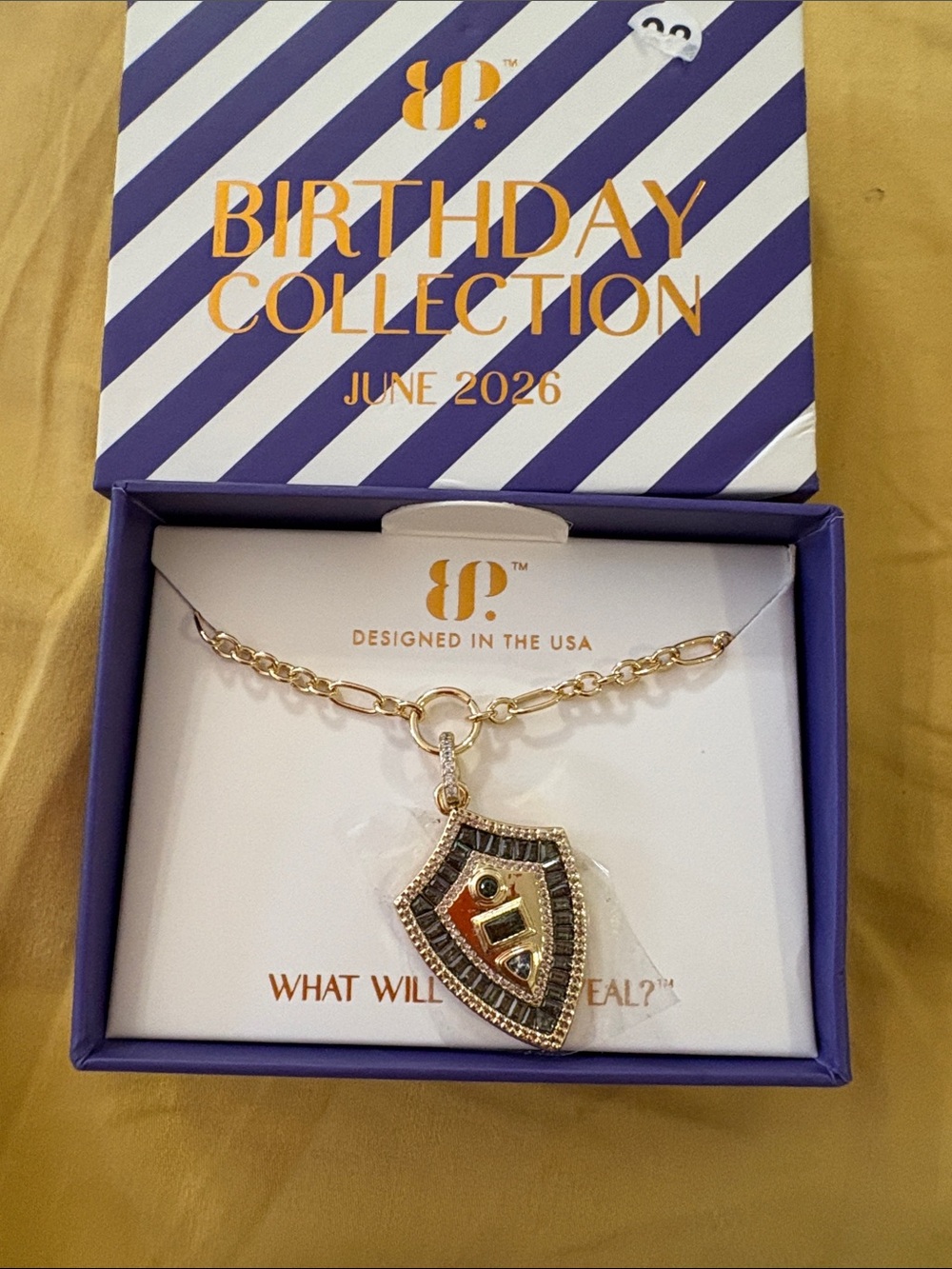 Gold Shield Pendant Necklace - Birthday Collection